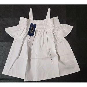 NEW Polo Ralph Lauren Kids Girls Size 7 White Top Shirt Spaghetti Strap Blouse‎